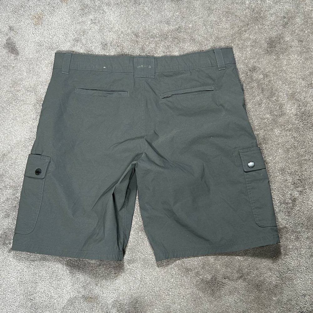 Orvis Cargo Shorts Men 38 Gray Solid Stretch Nylon Outdoor Hiking Casual - Picture 2 of 13